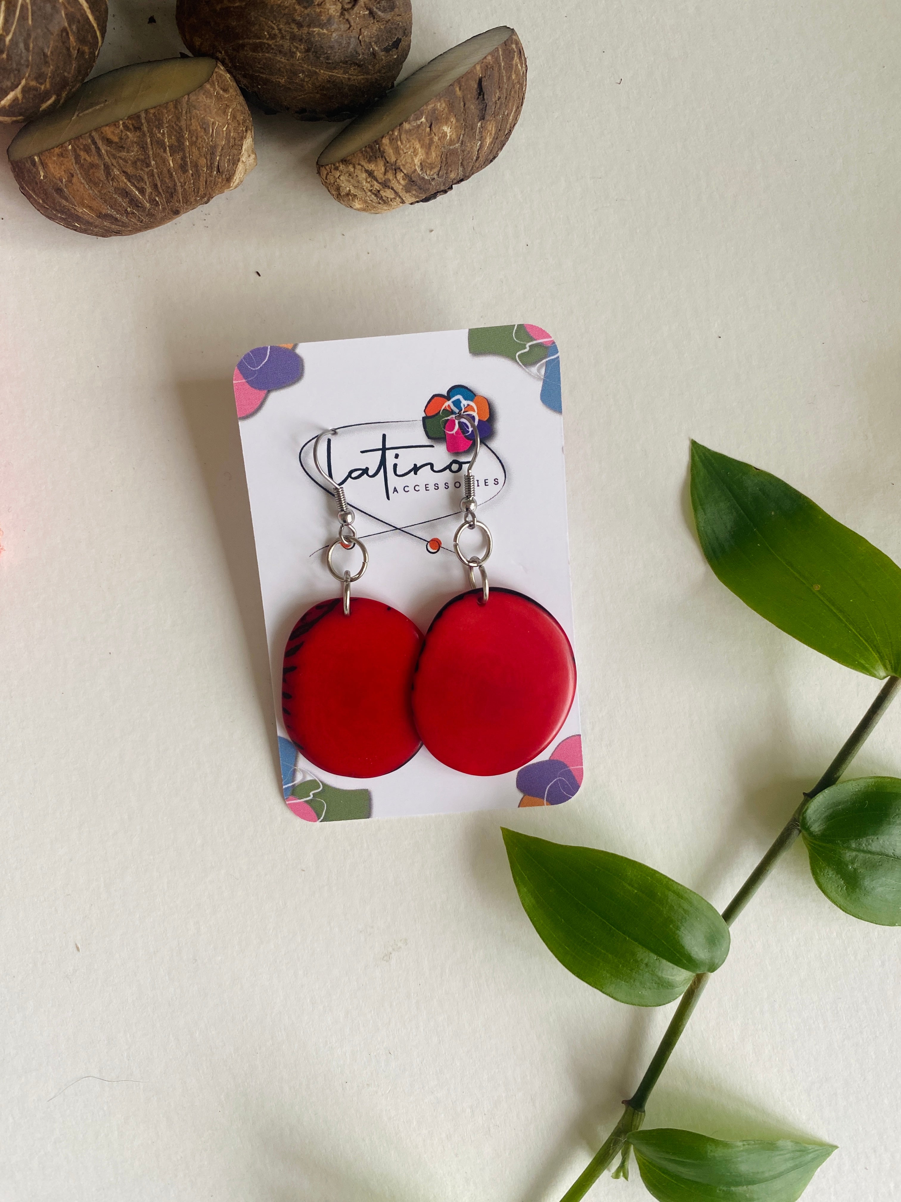 Tagua Earring - Red